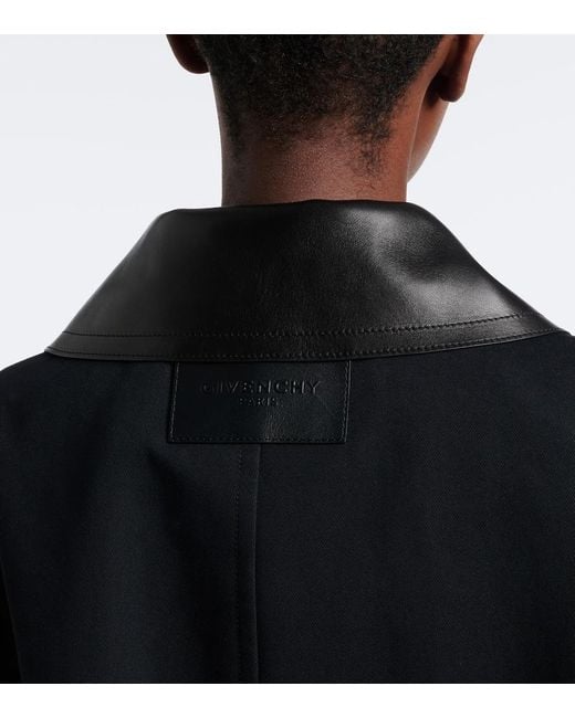Givenchy Black Leather-Trimmed Cotton And Wool Jacket