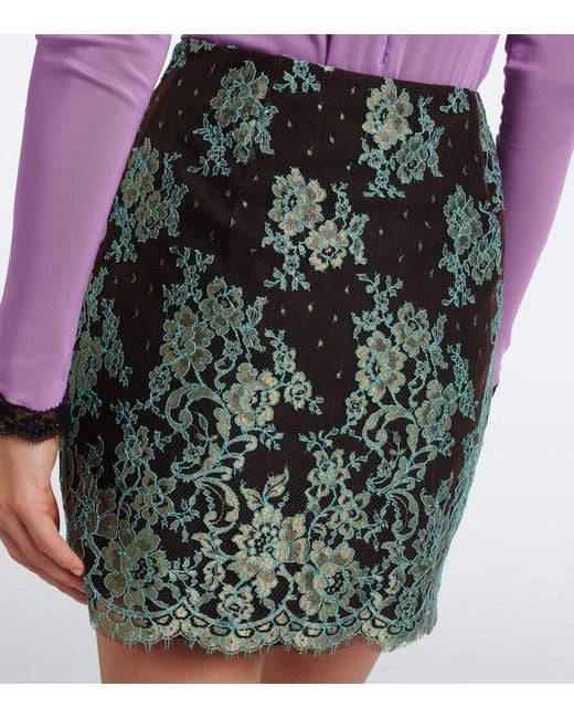 Valentino Green Lace Miniskirt