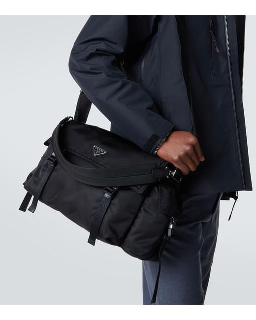 Prada Black Explore Re-Nylon Messenger Bag for men