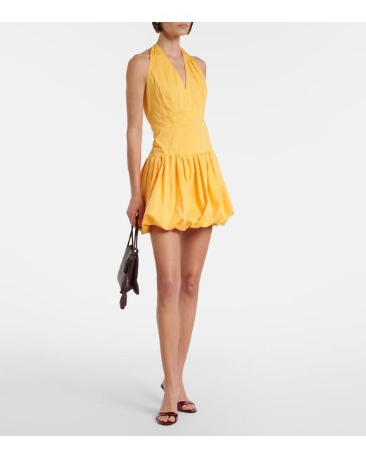 Jonathan Simkhai Yellow Brooke Gathered Cotton-Blend Minidress