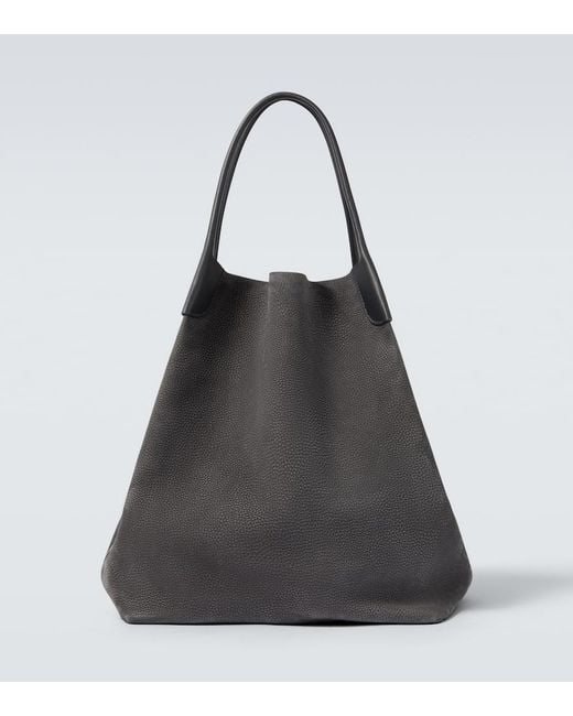 Loro Piana Black Bale Large Leather Tote Bag for men