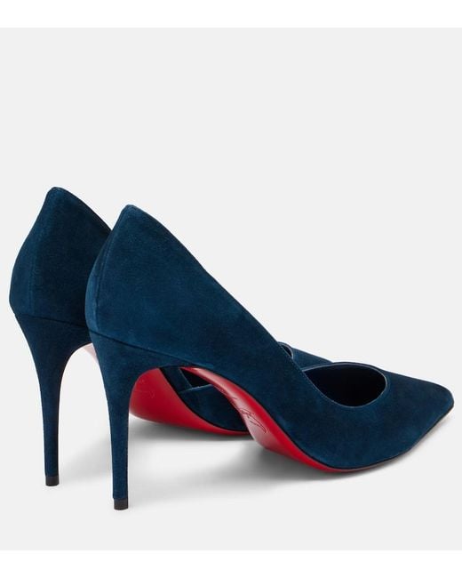 Christian Louboutin Blue Iriza 85 Suede D'Orsay Pumps