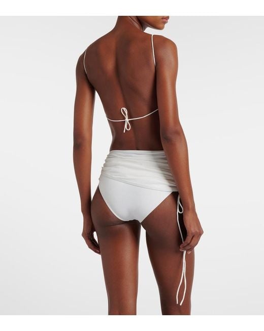 Christopher Esber White Ring-Detail Ruched Bikini Top
