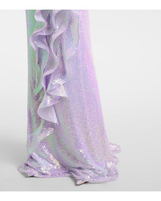 Maticevski Purple Radiella Wave Ruffled Sequined Gown
