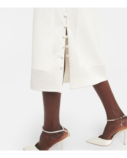 Safiyaa White Asymmetrical Crepe Midi Dress