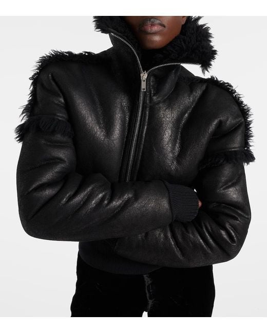 Veste Flight Raccourcie En Cuir Rick Owens en coloris Black