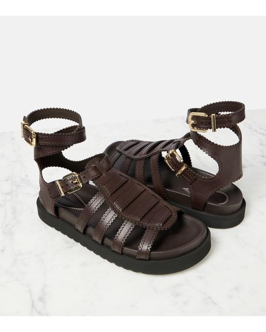 Zimmermann Black Goldie Leather Gladiator Sandals