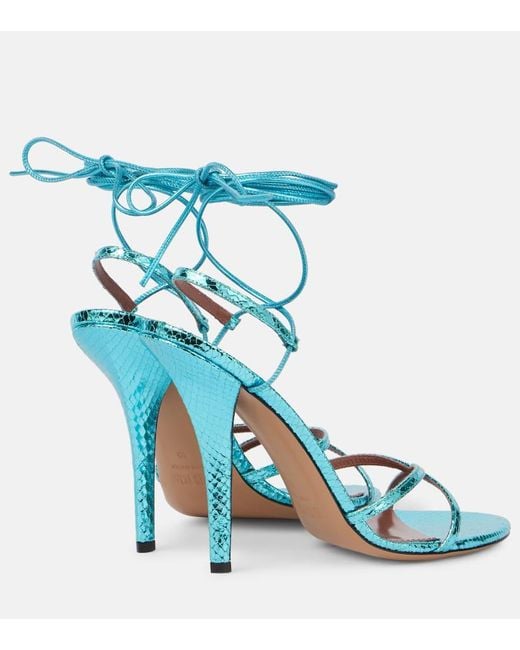 Paris Texas Blue Sandalen Linda 105 Aus Metallic-Leder