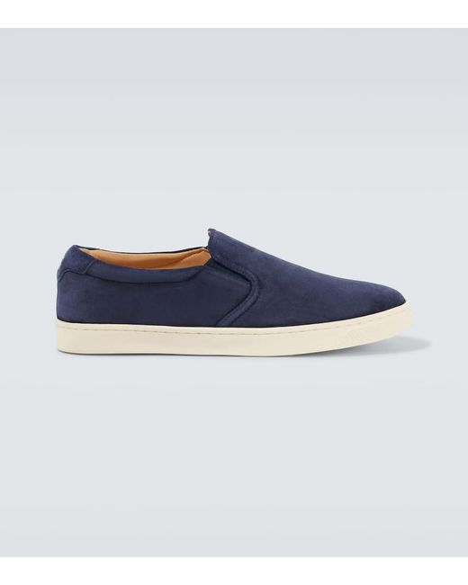 Brunello Cucinelli Blue Suede Slip-On Sneakers for men