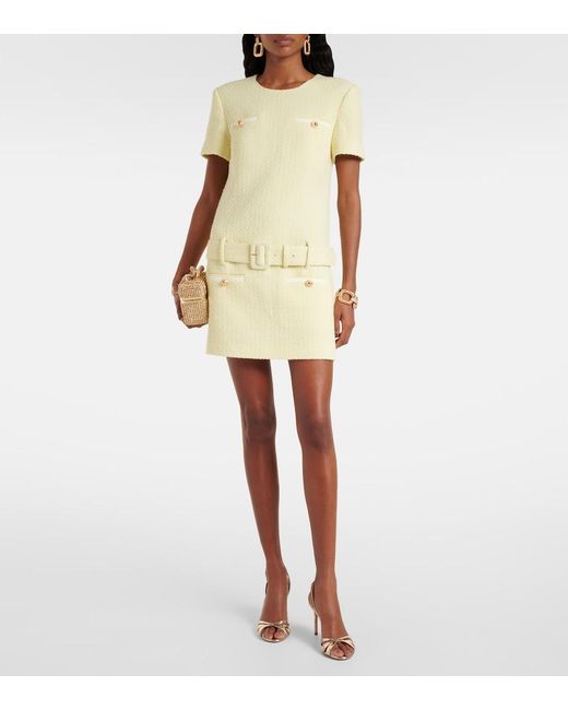Self-Portrait Natural Belted Boucle Minidress