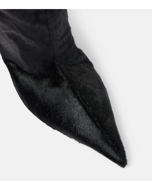 AMINA MUADDI Black Fiona 60 Calf Hair Knee-High Boots