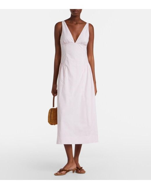 Posse Pink Lindie Cotton Poplin Midi Dress
