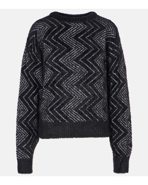 Missoni Black Zig Zag Metallic Knit Sweater