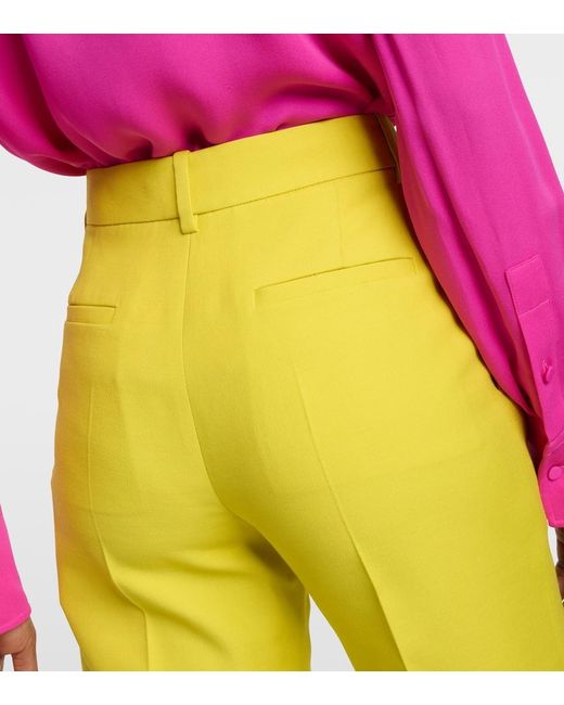 Valentino Yellow Crepe Couture High-Rise Straight Pants