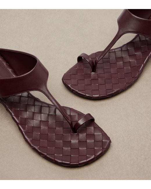 Bottega Veneta Brown Livia Intrecciato Leather Thong Sandals