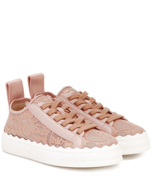 Chloé Pink Lauren Lace Sneakers