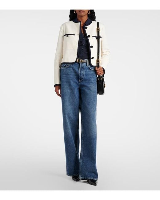 Veronica Beard Blue Top Scottie Aus Einem Baumwollgemisch