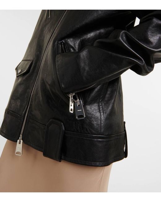 Khaite Black Hanson Oversized Leather Biker Jacket