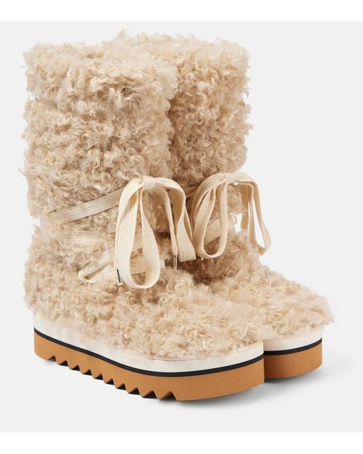 Stella McCartney Natural Sneak-Elyse Plush Teddy Snow Boots