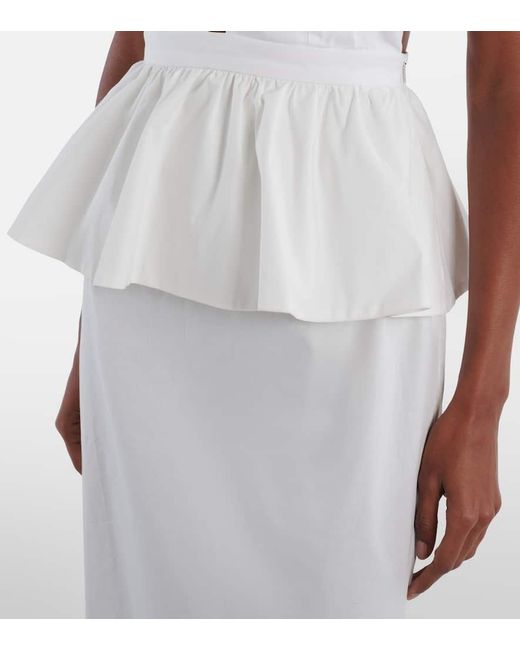 Adriana Degreas White Peplum Cotton Maxi Dress