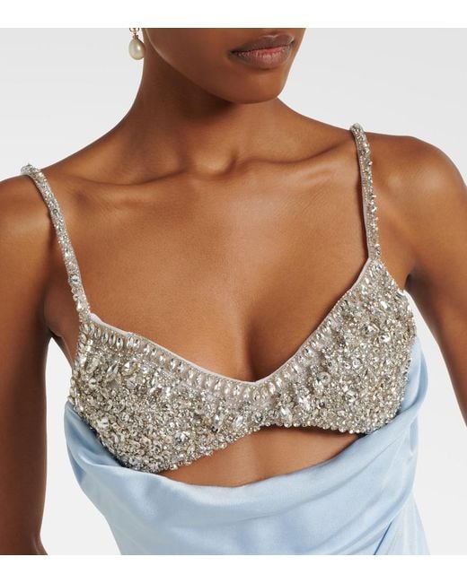 Rachel Gilbert Blue Celestia Crepe Satin Cocktail Dress