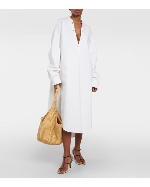 Khaite White Seffi Cotton Shirt Dress