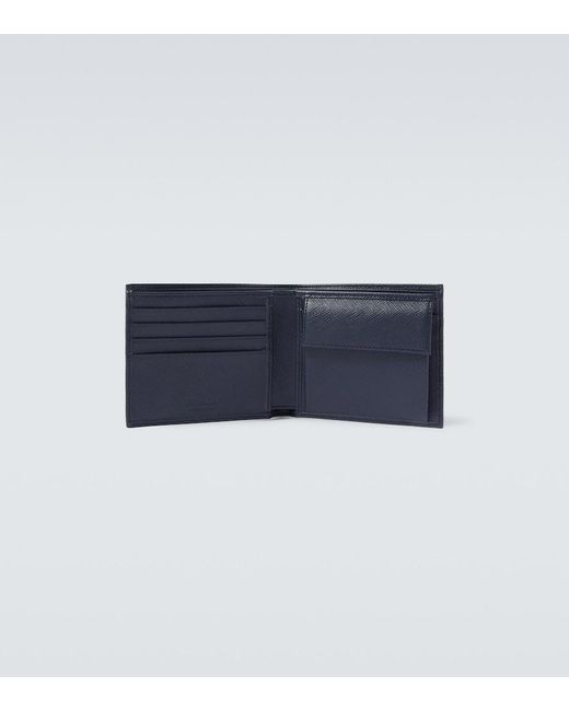 Prada Blue Logo Leather Wallet for men