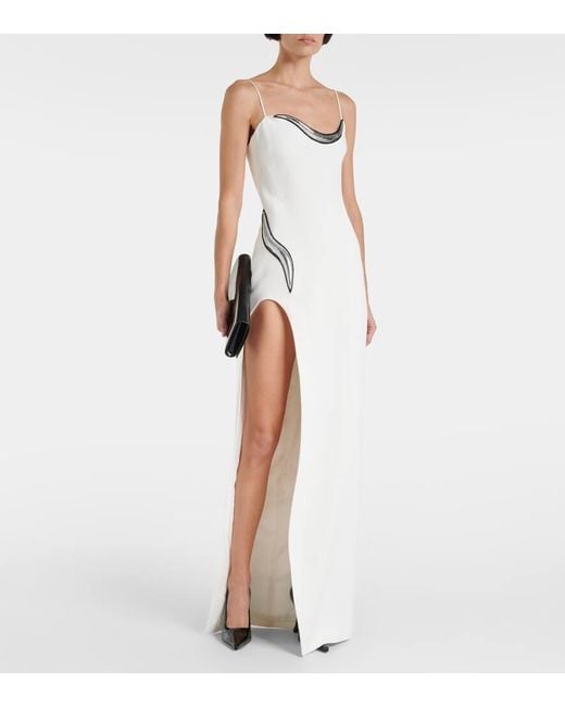 Robe Longue En Crepe A Ornements David Koma en coloris White