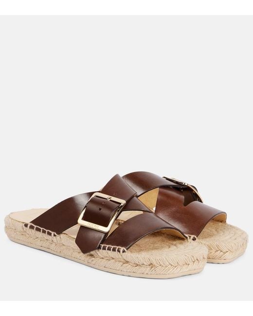 Loewe Brown Paula's Ibiza Pantoletten Aus Leder Mit Plateausohle
