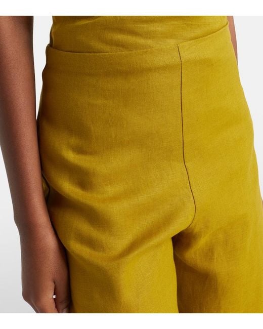 Faithfull The Brand Green Ilride Linen Wide-Leg Pants