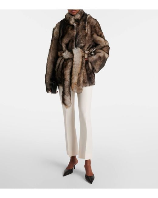 Nour Hammour Brown Elsa Belted Shearling Coat