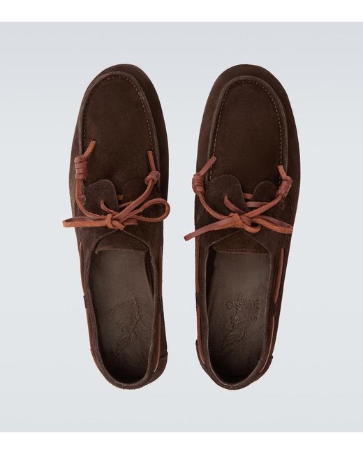Ancient Greek Sandals Brown Pliario Suede Boat Shoes for men