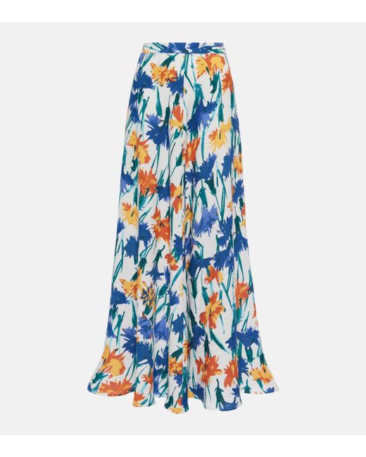 Diane von Furstenberg Blue Florencia Floral Maxi Skirt