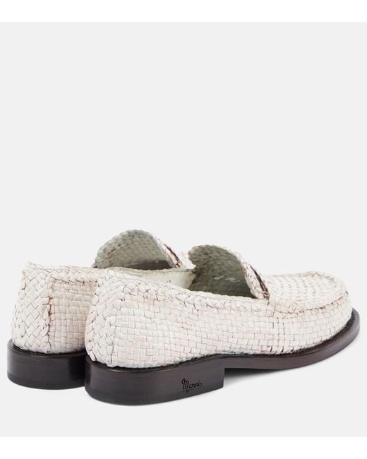 Marni White Woven Leather Loafers