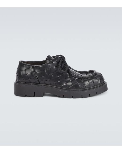 Bottega Veneta Black Haddock Leather Derby Shoes for men