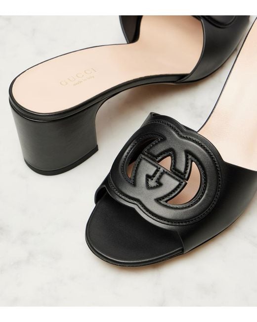 Gucci Black Slide Sandal With Interlocking G