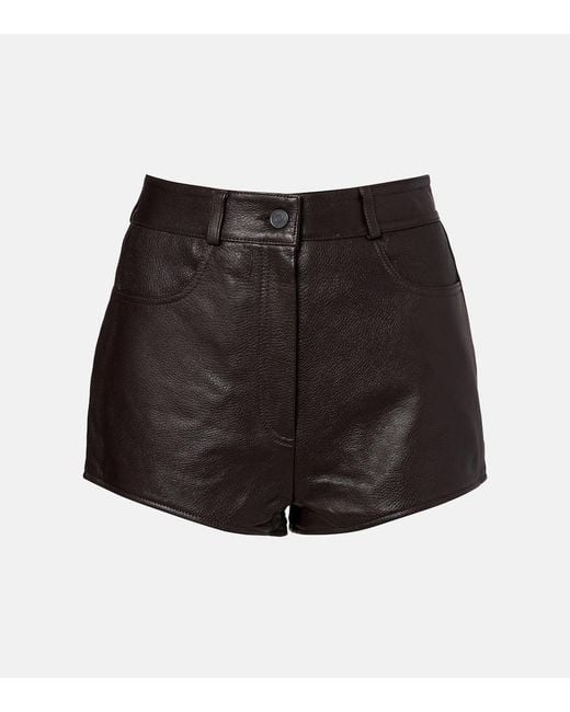 Frankie Shop Black High-Rise Shorts Loen Aus Leder
