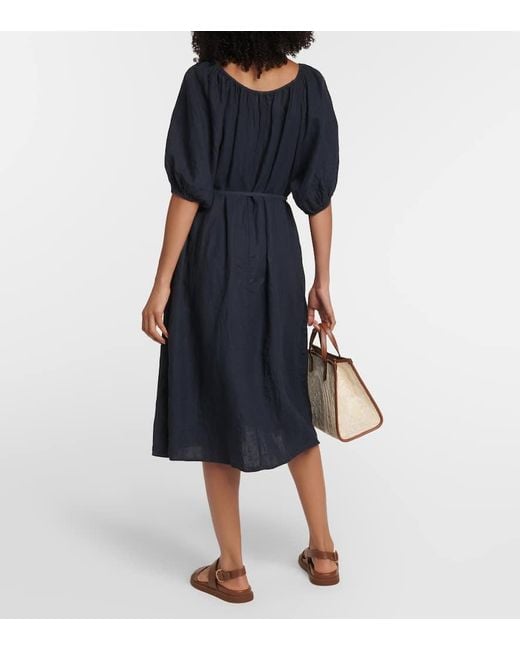 Velvet Blue Midikleid Elly Aus Baumwolle