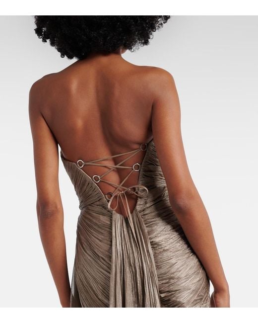 Maria Lucia Hohan Brown Jolie Lace-Trimmed Silk Bustier Dress