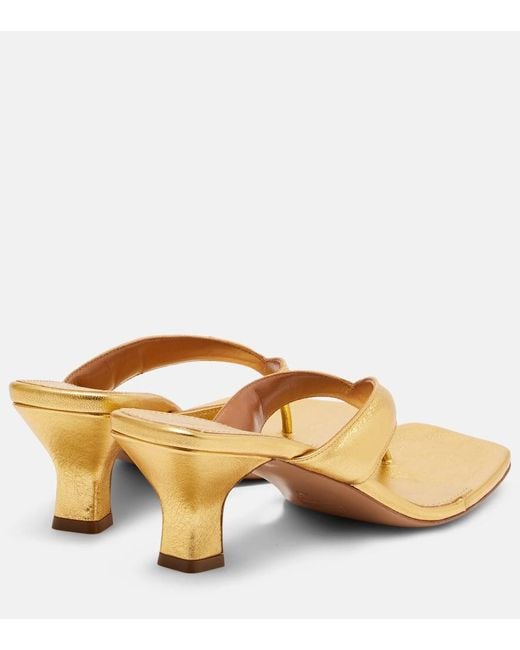 Paris Texas Natural Portofino Metallic Leather Thong Sandals