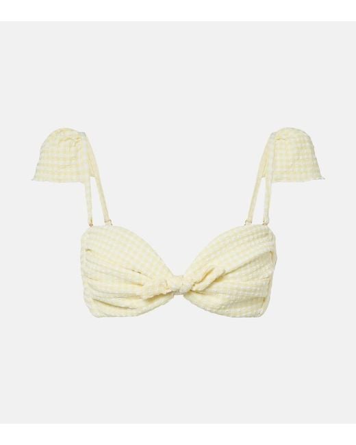 Montce White Cabana Gingham Bikini Top
