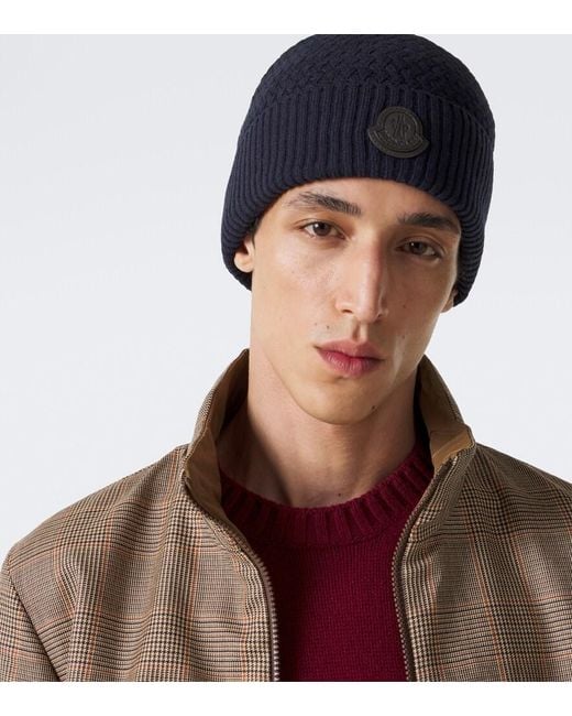 Moncler Blue Wool And Cashmere Beanie for men
