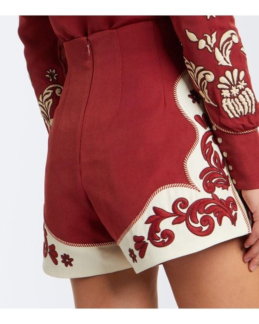 ALÉMAIS Duke Embroidered Wool-Blend Shorts