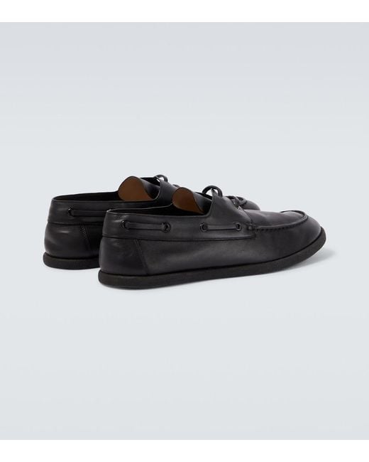 The Row Black Novus Leather Boat Shoes for men