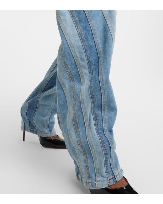 Jeans regular patchwork di Mugler in Blue