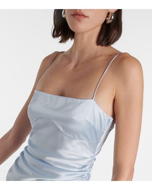 Sir Blue Lush Gathered Silk Slip Dress