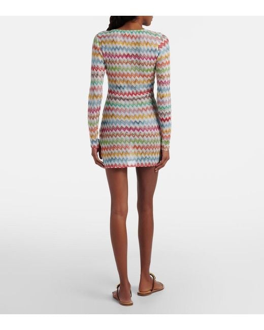 Missoni White Zigzag Lame Minidress
