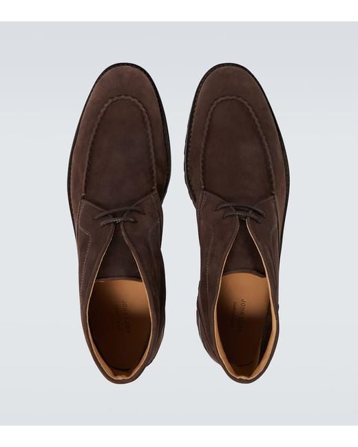 John Lobb Brown Suede Desert Boots for men