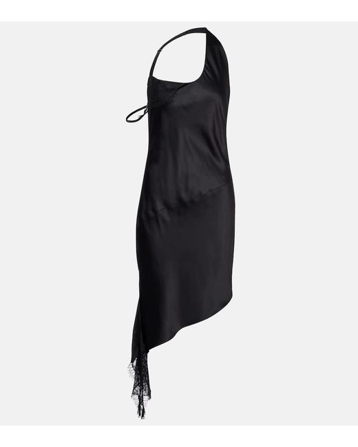 Courreges Black Minikleid Undressed Aus Satin Mit Spitze