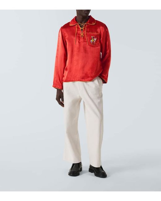 Camisa Bronco bordada Bode de hombre de color Red